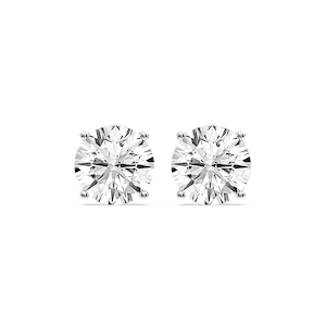 Round Certified Lab Grown Diamond Classic Four Prong Guardian Back Stud Earrings