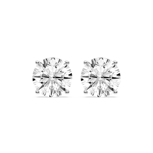 Round Certified Lab Grown Diamond Classic Four Prong Guardian Back Stud Earrings