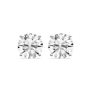 Round Certified Lab Grown Diamond Classic Four Prong Guardian Back Stud Earrings