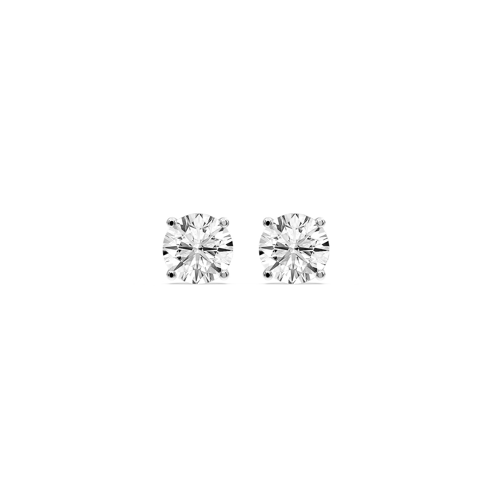 Round Certified Lab Grown Diamond Classic Four Prong Guardian Back Stud Earrings
