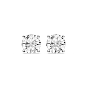 Round Certified Lab Grown Diamond Classic Four Prong Guardian Back Stud Earrings