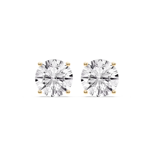 Round Certified Lab Grown Diamond Classic Four Prong Guardian Back Stud Earrings