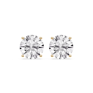 Round Certified Lab Grown Diamond Classic Four Prong Guardian Back Stud Earrings