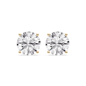 Round Certified Lab Grown Diamond Classic Four Prong Guardian Back Stud Earrings