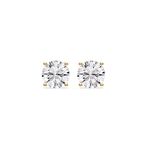 Round Certified Lab Grown Diamond Classic Four Prong Guardian Back Stud Earrings