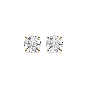 Round Certified Lab Grown Diamond Classic Four Prong Guardian Back Stud Earrings