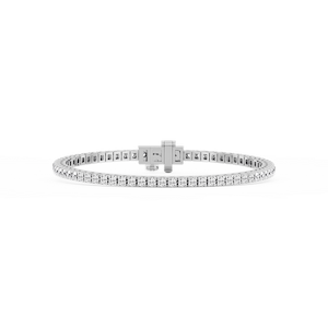 Round Lab Grown Diamond Classic Box Four Prong Tennis Bracelet  - 7 Inches