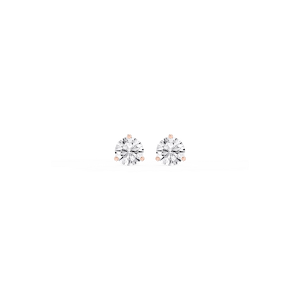 Round Lab Grown Diamond Classic Three Prong Martini Stud Earrings
