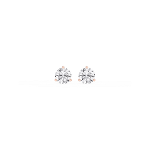Round Lab Grown Diamond Classic Three Prong Martini Stud Earrings