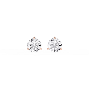Round Lab Grown Diamond Classic Three Prong Martini Stud Earrings