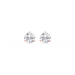 Round Lab Grown Diamond Classic Three Prong Martini Stud Earrings