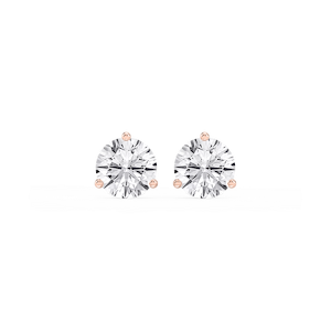 Round Lab Grown Diamond Classic Three Prong Martini Stud Earrings