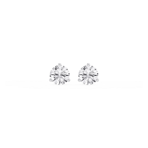 Round Lab Grown Diamond Classic Three Prong Martini Stud Earrings