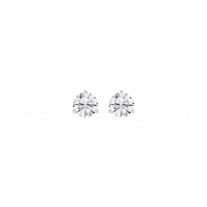 Round Lab Grown Diamond Classic Three Prong Martini Stud Earrings