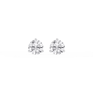 Round Lab Grown Diamond Classic Three Prong Martini Stud Earrings