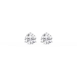 Round Lab Grown Diamond Classic Three Prong Martini Stud Earrings