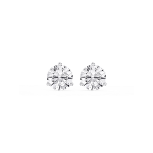 Round Lab Grown Diamond Classic Three Prong Martini Stud Earrings