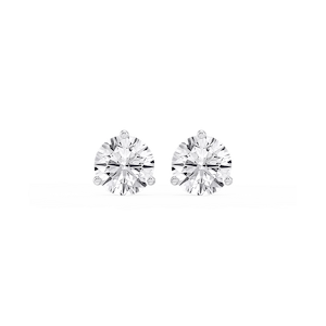 Round Lab Grown Diamond Classic Three Prong Martini Stud Earrings