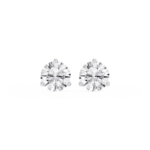 Round Lab Grown Diamond Classic Three Prong Martini Stud Earrings