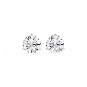 Round Lab Grown Diamond Classic Three Prong Martini Stud Earrings