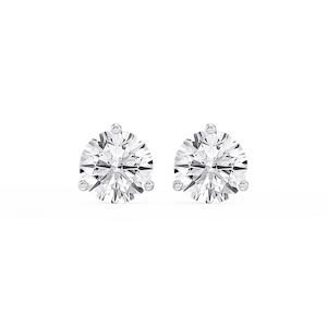 Round Lab Grown Diamond Classic Three Prong Martini Stud Earrings