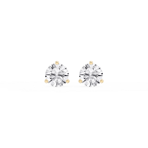 Round Lab Grown Diamond Classic Three Prong Martini Stud Earrings