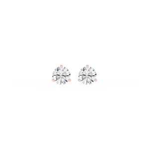 Round Lab Grown Diamond Classic Three Prong Martini Threaded Stud Earrings