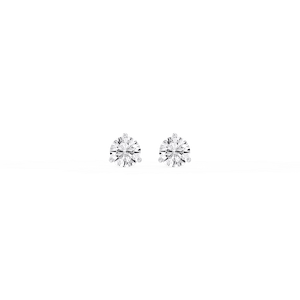 Round Lab Grown Diamond Classic Three Prong Martini Threaded Stud Earrings