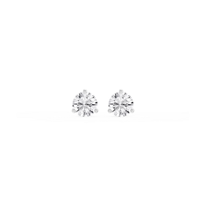 Round Lab Grown Diamond Classic Three Prong Martini Threaded Stud Earrings