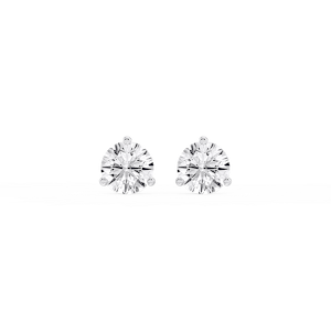Round Lab Grown Diamond Classic Three Prong Martini Threaded Stud Earrings