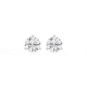 Round Lab Grown Diamond Classic Three Prong Martini Threaded Stud Earrings