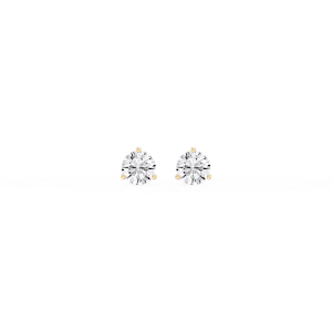 Round Lab Grown Diamond Classic Three Prong Martini Threaded Stud Earrings
