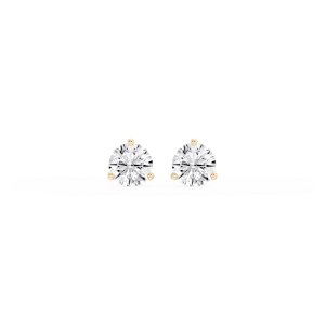 Round Lab Grown Diamond Classic Three Prong Martini Threaded Stud Earrings