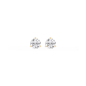 Round Lab Grown Diamond Classic Three Prong Martini Threaded Stud Earrings