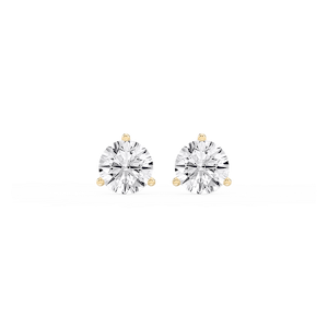 Round Lab Grown Diamond Classic Three Prong Martini Threaded Stud Earrings