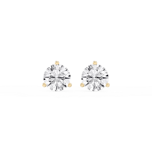 Round Lab Grown Diamond Classic Three Prong Martini Threaded Stud Earrings