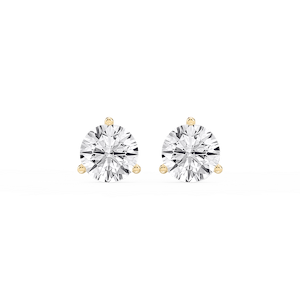 Round Lab Grown Diamond Classic Three Prong Martini Threaded Stud Earrings