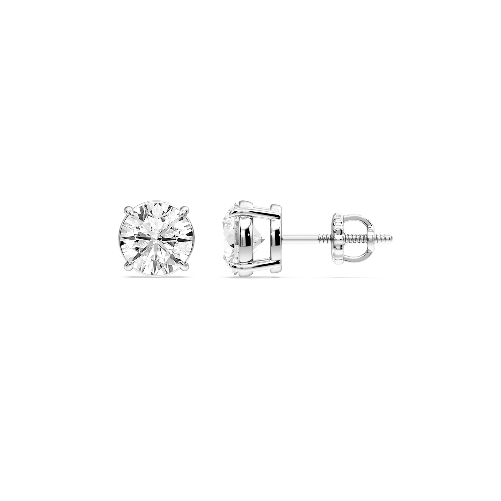 Round Certified Lab Grown Diamond Claw Prong Threaded Back Stud Earrings
