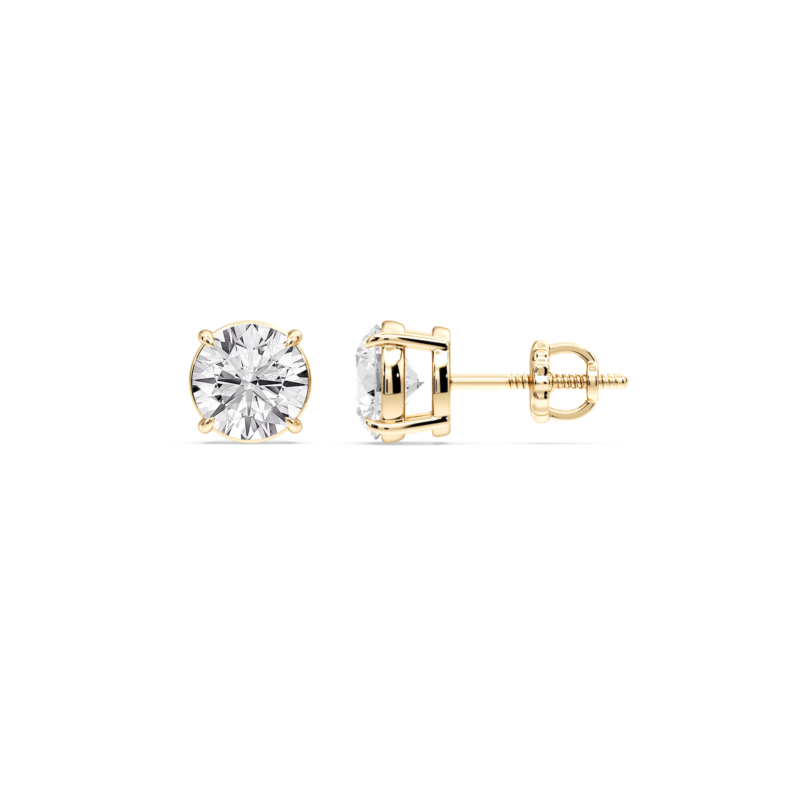 Round Certified Lab Grown Diamond Claw Prong Threaded Back Stud Earrings
