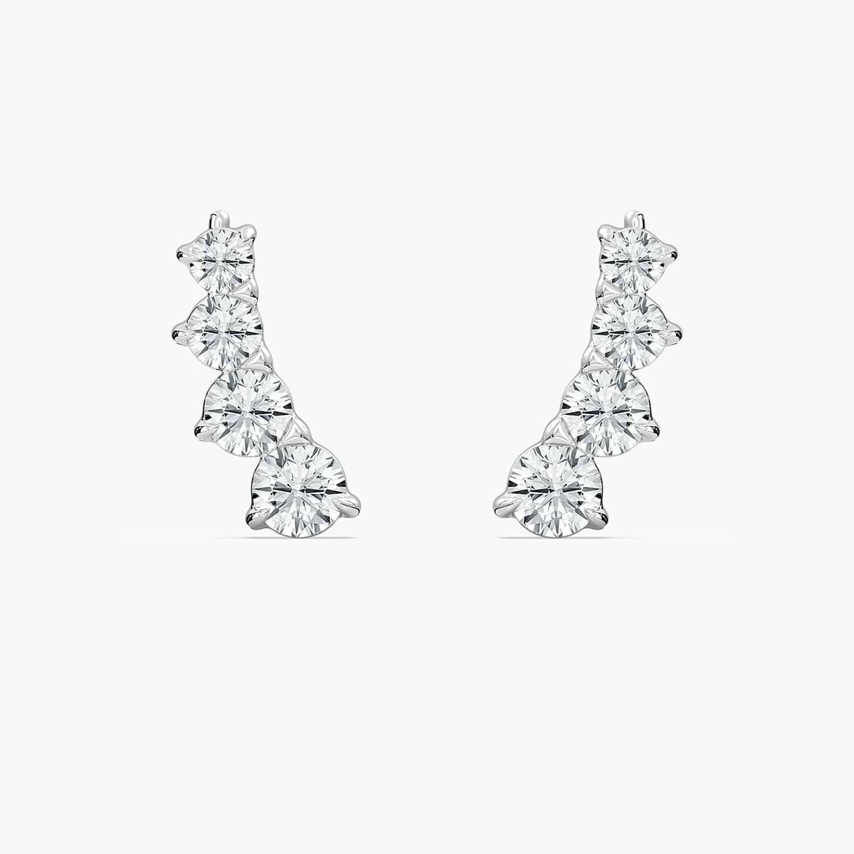 7/8 ctw Round Lab Grown Diamond Graduated Climber Earrings