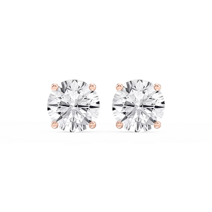 Round Lab Grown Diamond Hidden Halo Stud Earrings