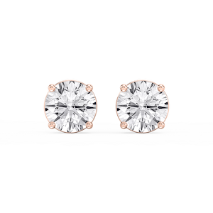 Round Lab Grown Diamond Classic Four Prong Stud Earrings