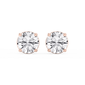 Round Lab Grown Diamond Classic Four Prong Stud Earrings