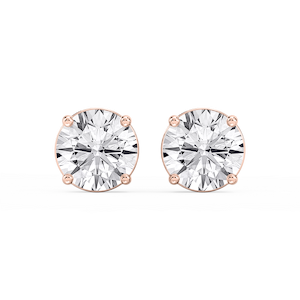 Round Lab Grown Diamond Classic Four Prong Stud Earrings