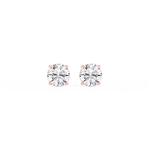 Round Lab Grown Diamond Classic Four Prong Stud Earrings