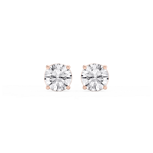 Round Lab Grown Diamond Classic Four Prong Stud Earrings