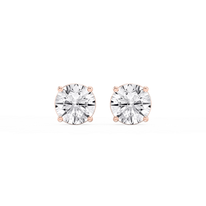Round Lab Grown Diamond Classic Four Prong Stud Earrings