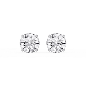 Round Lab Grown Diamond Classic Four Prong Stud Earrings