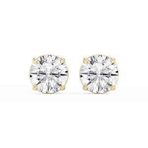 Round Lab Grown Diamond Classic Four Prong Stud Earrings