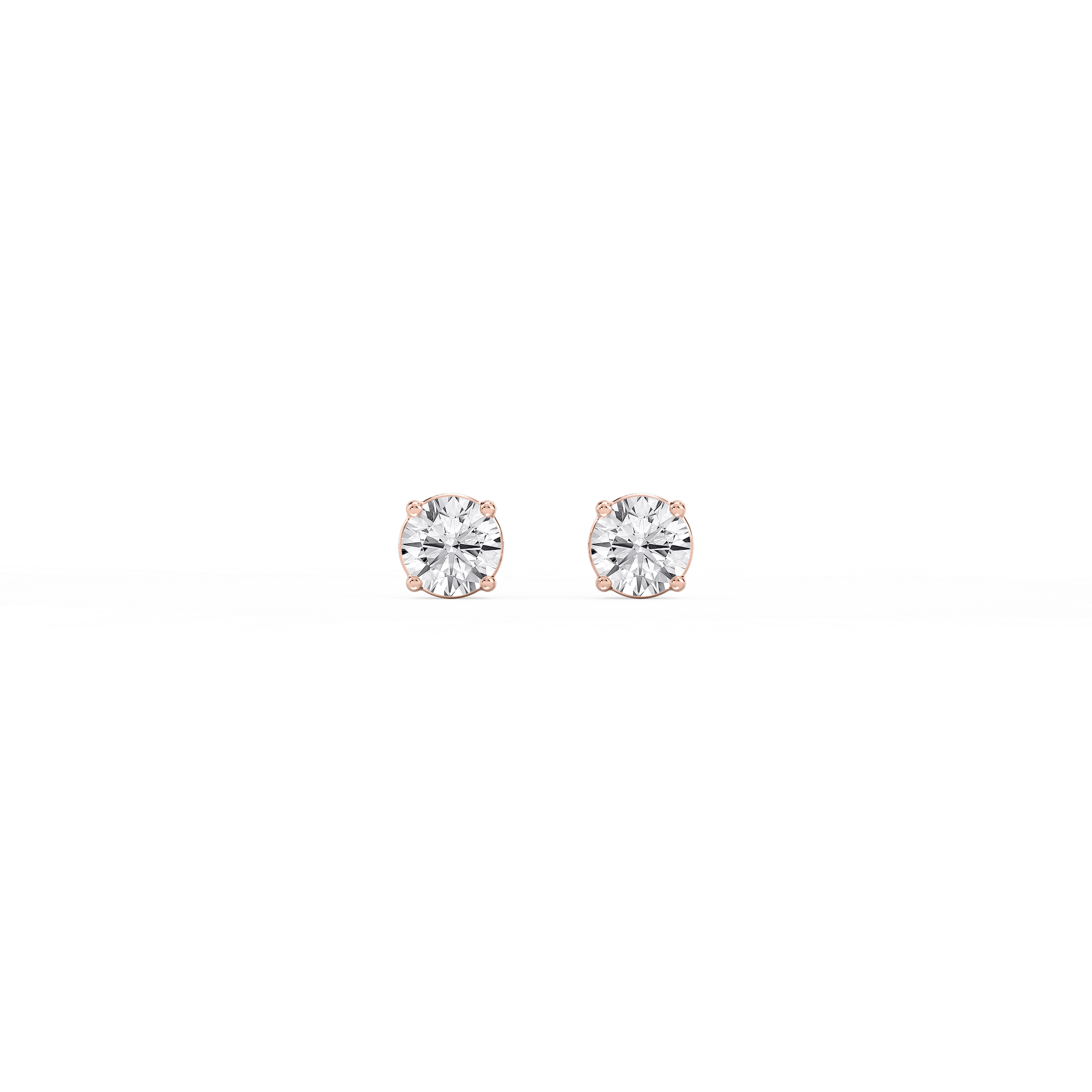 Round Lab Grown Diamond Classic Four Prong Basket Threaded Stud Earrings